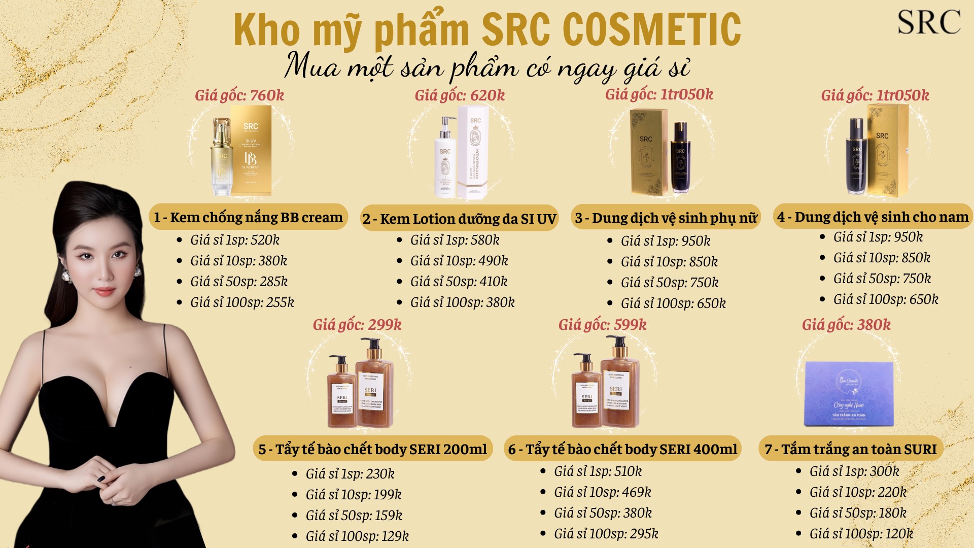 BẢNG GÍA SỈ MỚI NHẤT CỦA SRC COSMETIC